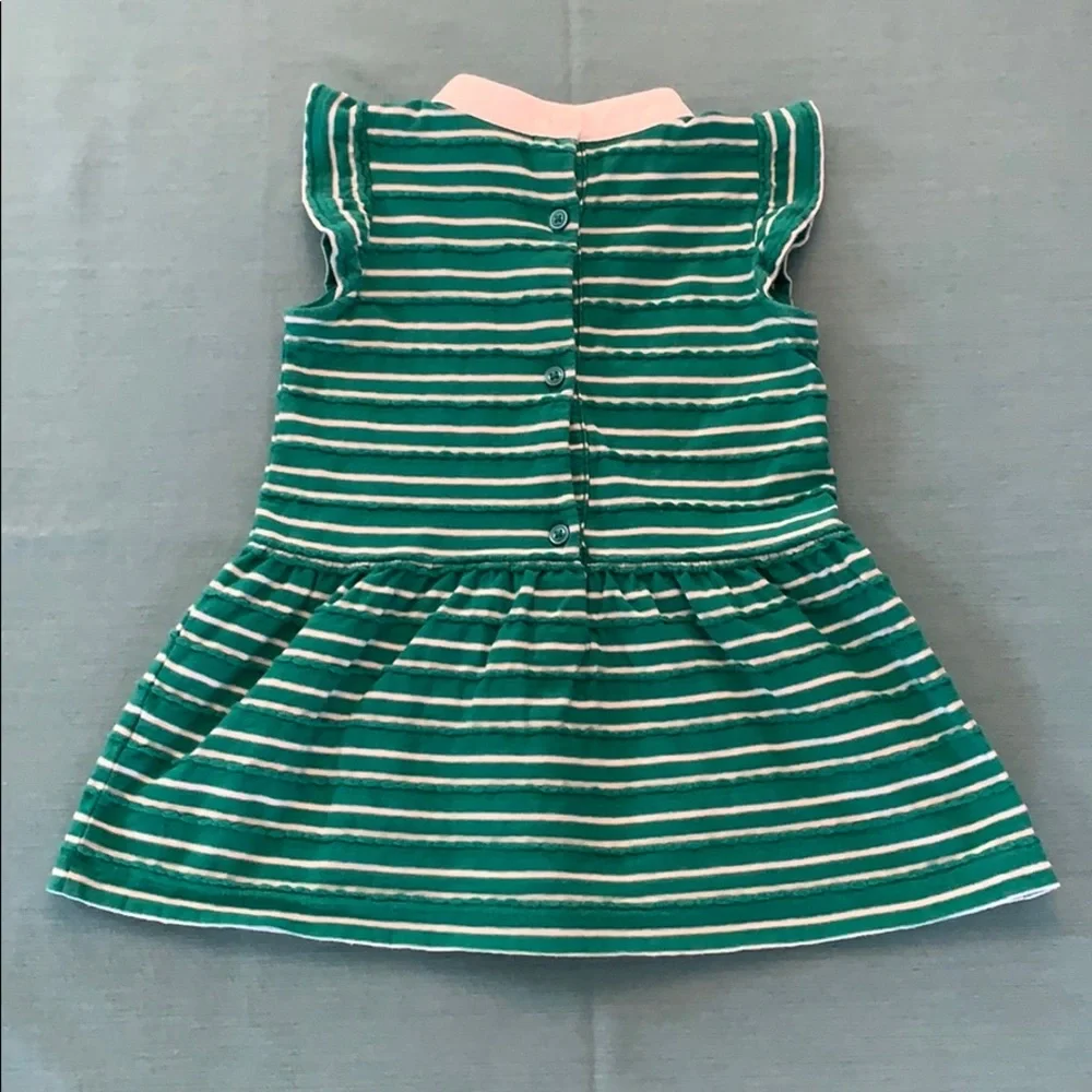 Janie and Jack Green and Pink Striped Cotton Dress